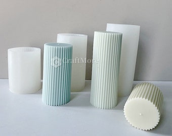 Vertical stripes Candle Mold-Cylinder Candle Silicone Mold-Nordic style Pillar Candle Mold-Scented Candle Mold-Aromatherapy Plaster Mould