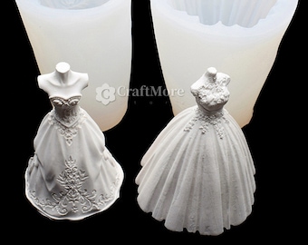Ladies wedding dress candle mold-Woman dress silicone mold-3D female Wedding Dress Resin mold-Scented candle mold-Pillar candle mold