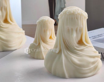 Wreath veil women candle mold-young girl candle silicone mold-Veil goddess silicone plaster mold-scented candle mold-pillar candle mold