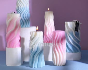 Irregular Wave Pillar Candle Mold-Twisted Spiral Candle Silicone Mold-Scented Candle Mold-Silicone Mold for Candle Making-Candle Art Mold