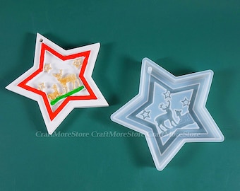 Christmas star silicone mold-Five-pointed star pendant resin molds-DIY epoxy resin ornaments mold-Christmas decoration mold-Resin craft
