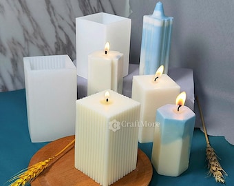 Cuboid Candle Mold-Vertical stripes Candle Mold-Cylinder Candle Silicone Mold-Pillar Candle Mold-Scented Candle Mold-Candle mould