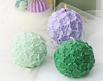 Clover Sphere Candle Silicone Mold-Hydrangea Candle Mold-Flower Ball Mold for Scented Candle DIY-Silicon Mold for Decoration Candle Making