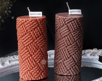 Wool pattern silicone candle mold-Wool pillar candle mold-Scented candle mold-Beeswax candle mold-Silicon mold for candle making-Home Decor