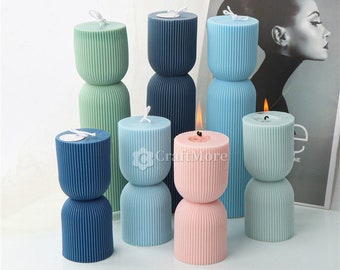 Striped Cylinder Candle Mold-Double Layer Striped Pillar Candle Silicone Mold-Nordic Scented Candle Mold-Home Decoration Candle Mould