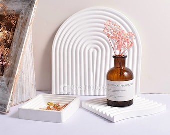Creative Wavy Stripe Silicone Tray Mold-Jewelry Tray Mold-Concrete Cement Plaster Epoxy Resin Tray Moulds-Large Arch Tray Mold