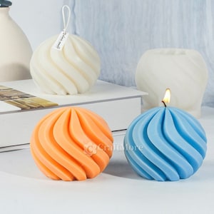 Abstract Spiral Sphere Candle mold-Striped Cylinder Candle Silicone mold-Pillar candle mold-Scented candle mold-Aroma Plaster Mold