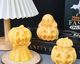 Halloween ghost silicone mold-pumpkin ghost candle mold-scented candle mold-pumpkin ornament mold-gypsum/concrete/raysin/resin ghost mold