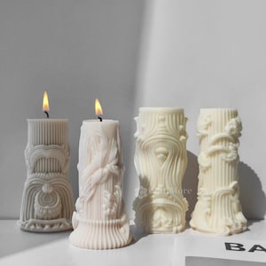 Embossed Striped Pillar Candle Silicone Mold-Irregular Waves pillar candle mold-Scented candle mold-Beeswax candle mold-Cylinder candle mold