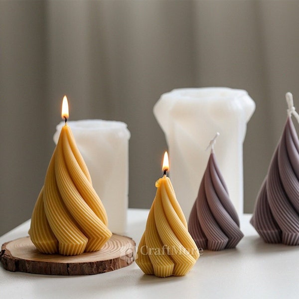 Creative Spiral Cone Candle Mold-Spire Candle Silicone mold-Scented candle mould-Epoxy resin/cement/plaster cone mold-DIY Cone lamp mold