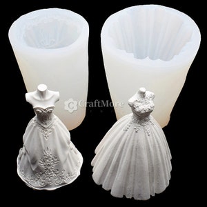 Molde de vela de vestido de novia de damas-Molde de silicona de vestido de mujer-3D femenino Vestido de novia Molde de resina-Molde de vela perfumada-Molde de vela de pilar