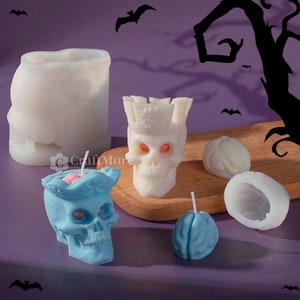 Skull Candle Mold-Halloween Candle Silicone Mold-Skull with Brain Mold-Home Decoration Skull Mold-Scented Candle Mold-Pillar Candle Mould