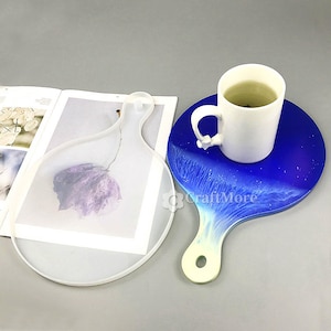 Big size handle tray resin molds-Round silicone tray mold-Handle tray mold-Resin Coaster Mold-Epoxy resin table mat mold-Resin craft mold