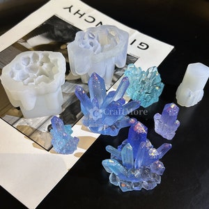 Crystal Stone Cluster Mold-Silicone Crystal Stone Mold-Crystal Cluster Silicone Mold for resin craft-Glossy Crystal Mold-Resin Art Spar Mold