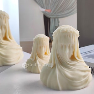 Wreath veil women candle mold-young girl candle silicone mold-Veil goddess silicone plaster mold-scented candle mold-pillar candle mold
