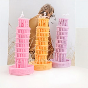 Schiefer Turm von Pisa Kerzenform-Turm Duftkerze Silikonform-Beewax Säule Kerzenform-DIY Epoxidharz/Zement/GipsTurmform