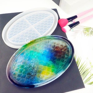 Oval silicone tray mold-Fish scale tray resin mold-Oval plate mold-Oval dish mold-Jewelry tray mold-Epoxy resin tray mold