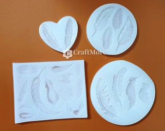 4 styles silicone feather mold-feather resin molds-feather pendant mold-feather keychain mold-silicone pendant mold-fondant mold