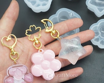 Cute Cat Paw Keychain Silicone Mold-Five-Pointed Star Pendant Resin Molds-Resin Flowers Charms Mold-Silicon Paw Mold-Paw Resin Mold