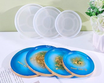 3 size round coaster silicone mold-round tray resin mold-candle tray concrete mold-coffee cup mat plaster mold-jewelry storage tray mold