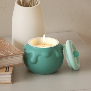 Moule en silicone pour récipient à bougie crème abeille - Pot de bougie rond moule en béton - Moule à bougie en plâtre - Moule en silicone pour récipient à bougie DIY