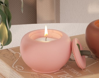 Apple shape candle vessel silicone mold-Round Candle jar concrete mold-Plaster candle cup mold-Silicone mold for candle container DIY
