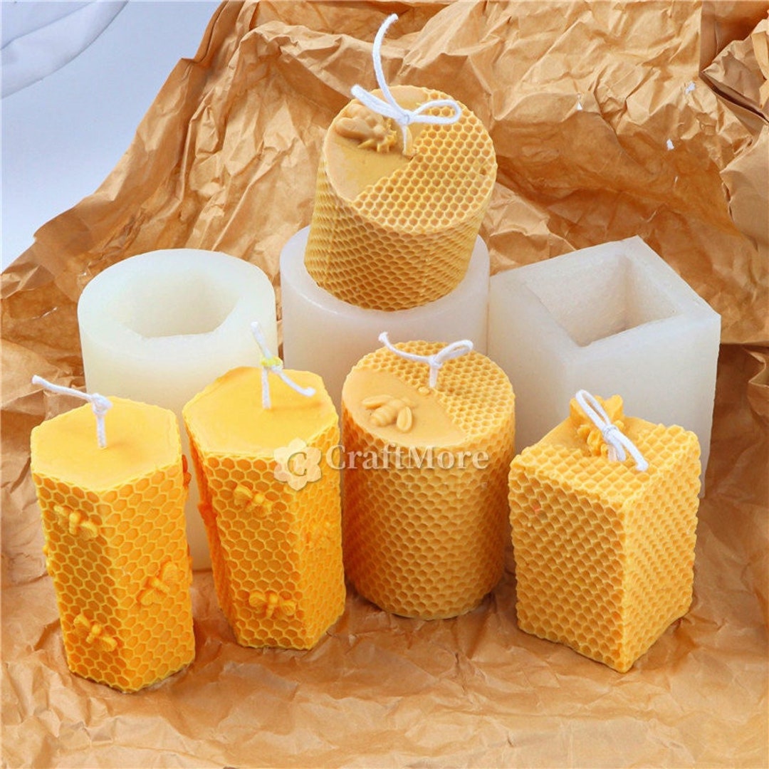MILIVIXAY 2 moldes de vela de pilar para hacer velas, molde de vela para  cera de abeja, moldes para hacer velas, 60 pies de mecha, un sellador de