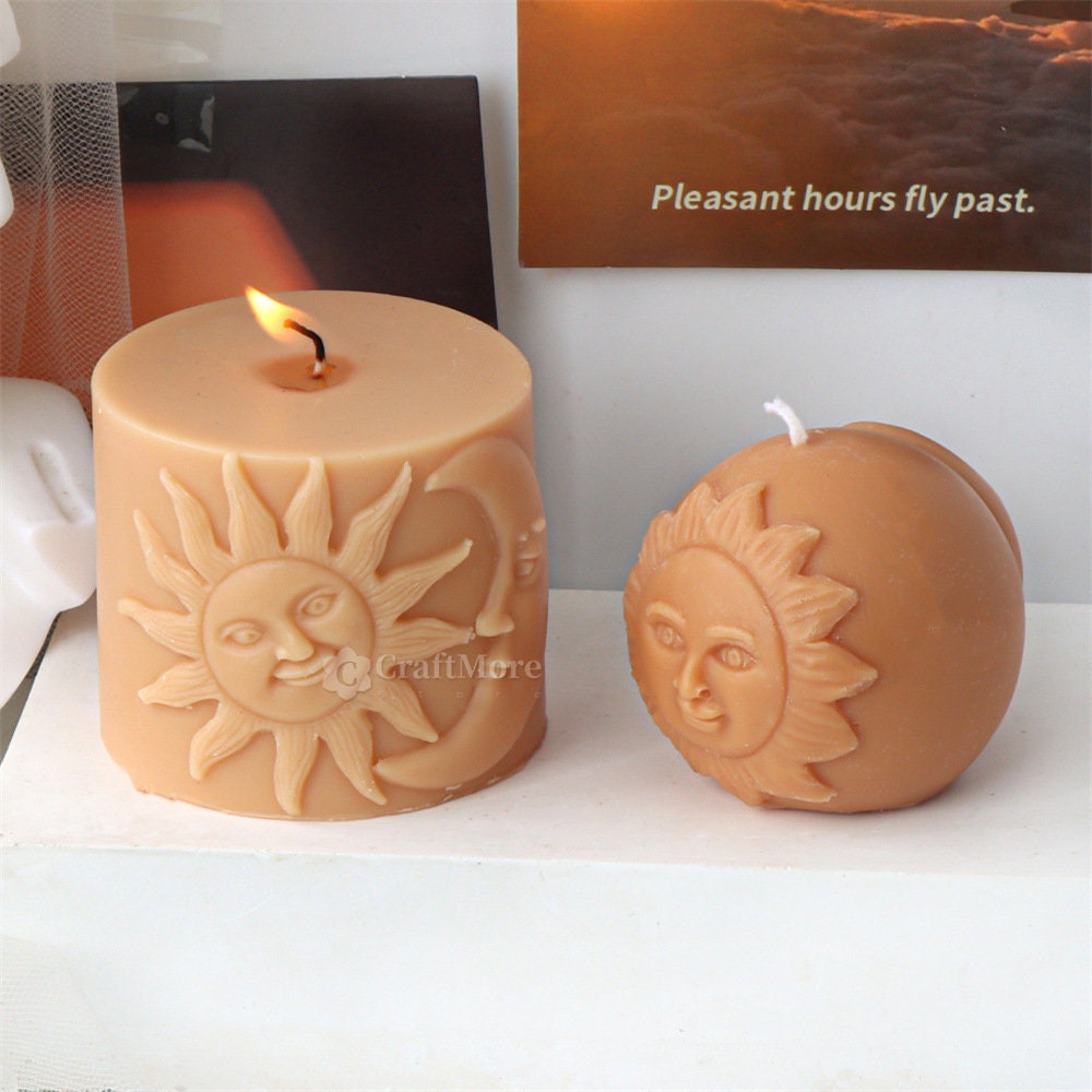Stampo In Silicone A Forma Di Luna E Sole Per Candele E Sapone Fai Da Te, 8,5x8,5x3 Cm, Resistente Al Calore Da -40°C A 220°C