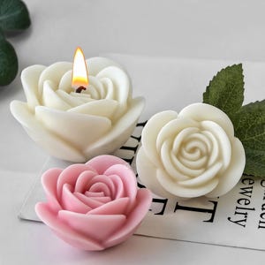 2 Size rose candle silicone mold-3D Rose flower candle mold-scented candle mold-flower concrete mold-DIY diffuser stone mold-Rose soap mold