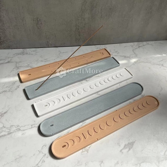 Moon phase Incense holder Silicone molds-Long strip Incense burner tray mold-Concrete cement plaster Incense stick holder mold