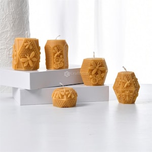 3D Honeycomb candle mold-Bees/Flower candle silicone mold-Hexagon pillar candle mold-Scented candle mold-Silicon mold for candle making DIY