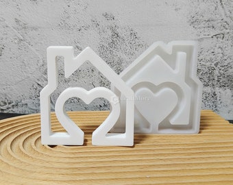 Stampo in silicone per casa con camino-Stampo per casa a cuore cavo-Stampo per casa in silicone-Stampo per gesso per aromaterapia-Stampo per candela-Stampo per pietra diffusore fai-da-te