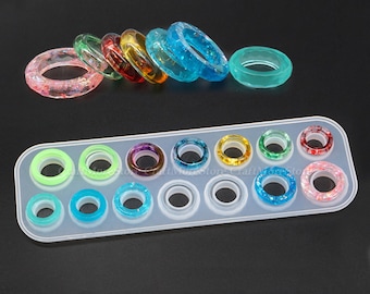 17mm-23mm silicone ring mold-Diamond faceted ring mold-Cutting suface ring resin molds-Smooth face round ring mould-DIY ring making