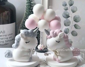 Cute Cartoon Unicorn Silicone Mold-3D Kawaii pony plaster mold-craft resin molds-Aromatherapy stone mold for Home decoration diy