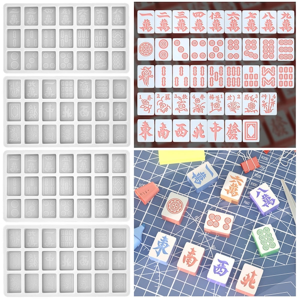 Mahjong Silicone Molds-Epoxy Mahjong Tiles Resin Mold-Silicone Mahjong Mold-Board Game Resin Mold-Epoxy Resin Mahjong Mould-Mahjong Mold