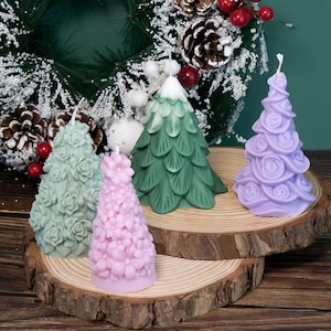 4 Styles Christmas tree silicone molds-Christmas tree candle mold-Scented candle mold-Pine tree ornaments concrete mold-Christmas decor mold