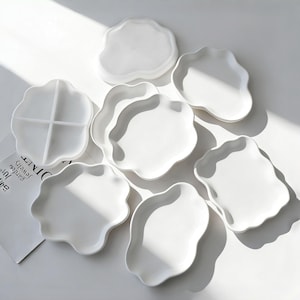 Oregelbunden bricka silikonformar - molnformad bricka underlägg hartsbetongform - smyckesplatta epoxi gjutform för hartskonst hantverk heminredning