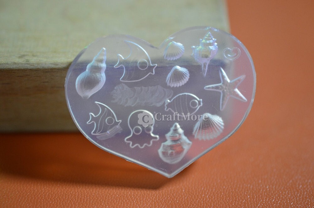 Shells and fish silicone mold for nail art DIY Nail Decoration Resin Molds Epoxy Nail Patches Making Mould Crystal nail sticker mold