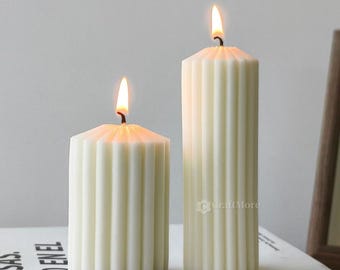 Vertical striped candle silicone mold-Pointed pillar candle mold-Scented candle mold-Striped cylindrical candle mould-Winter home decor DIY