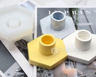 Hexagon Candle Holder Mold-Candle holder silicone mold-Cement Concrete Plaster Candle Holder Mould-DIY Candle Holder mold for Long Candle