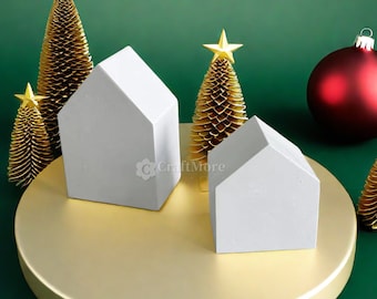 Stampo per casa in silicone di 2 dimensioni-Stampo per candele per casa con campanile-Stampo per gesso semplice casa villa-Stampo in silicone per decorazione domestica-Stampo in resina per casa