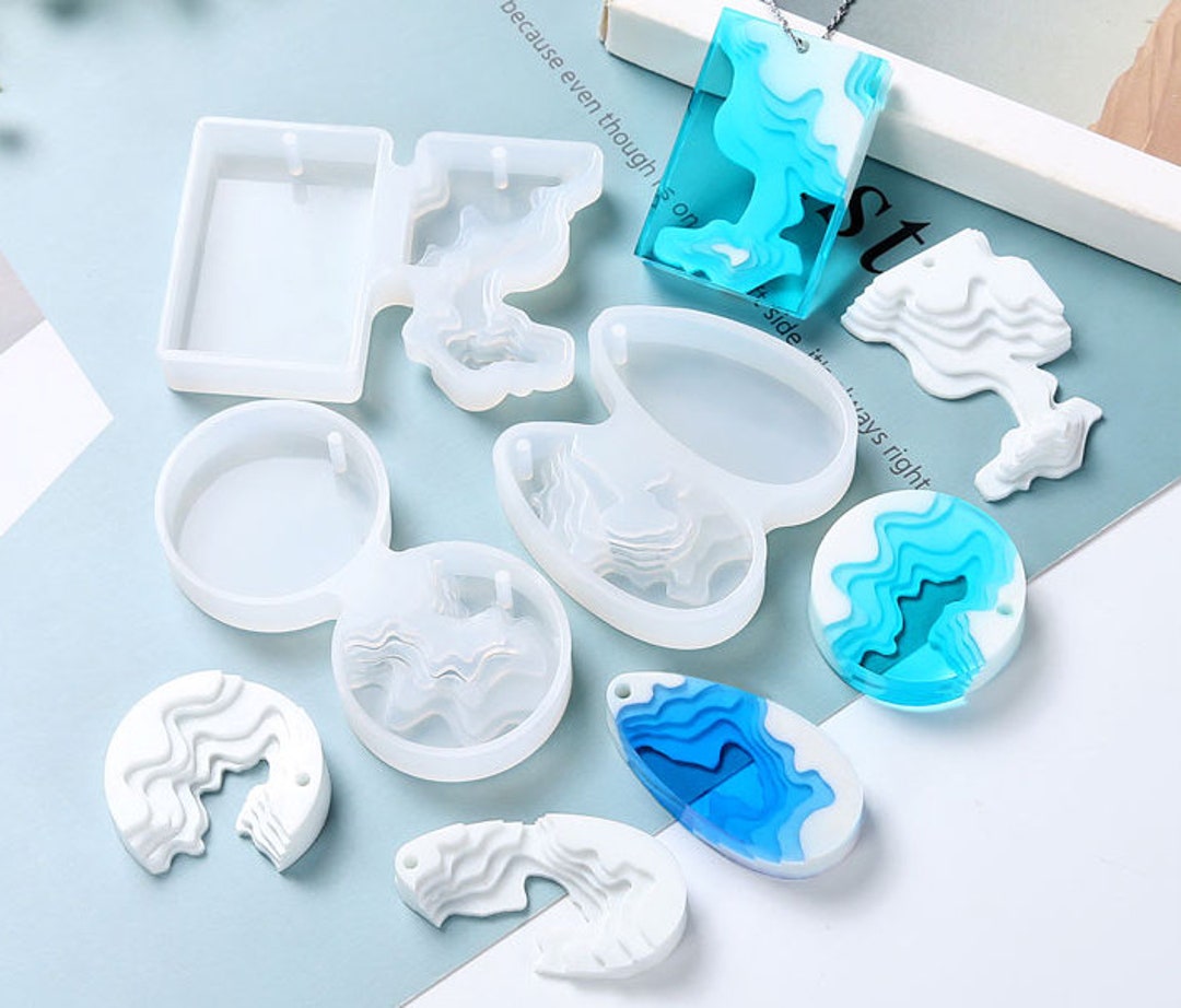 8er Set Runde Anhänger Silikon Gießform, 5cm