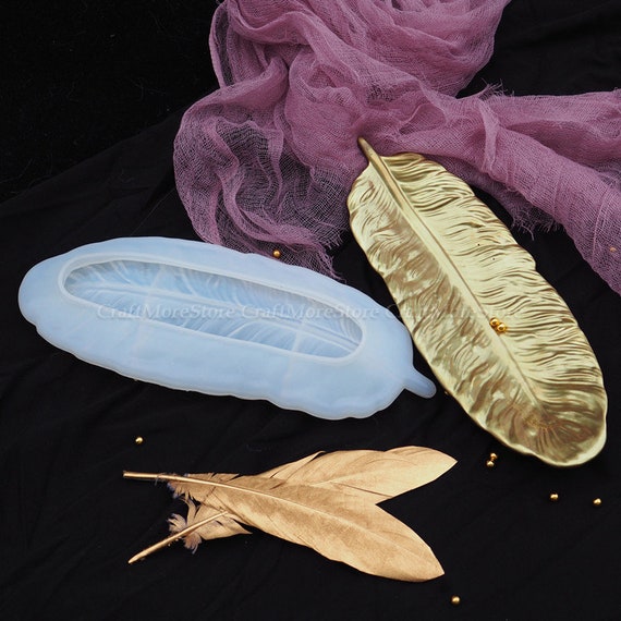 DIY Plume Feuille Silicone Ciment Moule Béton Plateau Bibelot Plaques