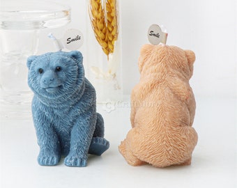Cute black bear silicone mold-Bear candle mold-Scented candle mold-Diffusing stone mold-Concrete animal plaster mold-Mold for candle making