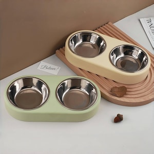 Dubbel silikonform för husdjursmat - Oval form för hund/katt dubbelskål i harts - Husdjursmatskål i gips/betong - DIY epoxikonstform för husdjursskål