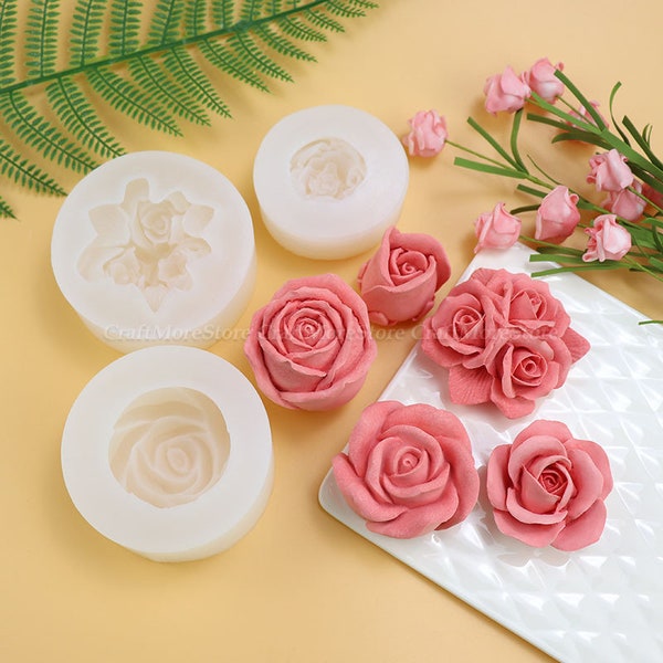 3D rose silicone mold-5 styles Flower resin molds-Flower fondant mold-Rose chocolate mold-Mousse cake mold-Baking mold for food-Candy mold