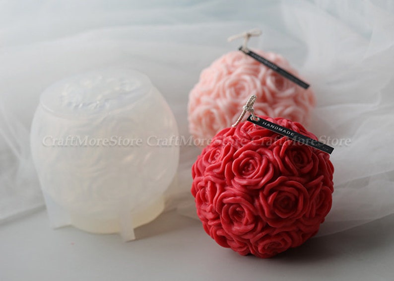 Big Rose Flower Ball Candle Moldsilicone Candle Moldrose Etsy