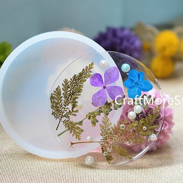 Round silicone coaster Mold for Home Decoration - Large size round Transparent resin mold - for household products Making - craft supplies