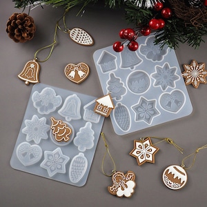 Cute Christmas element pendant silicone mold-Christmas tree pendant resin mold-Christmas bell keychain mold-Resin pendant mold