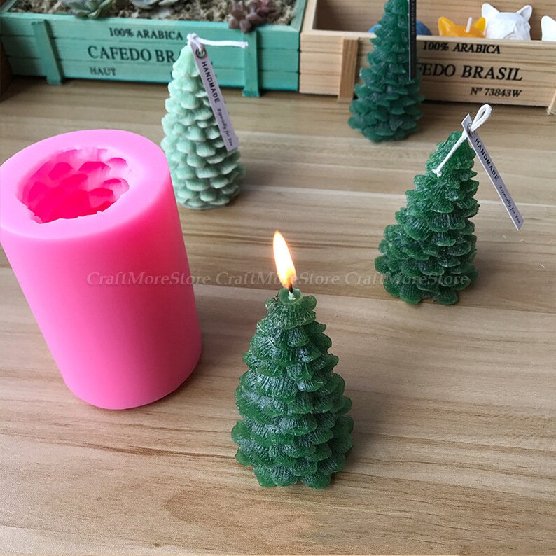 3D Christmas Tree Candle Moldpine Silicone Candle Moldcandle Etsy